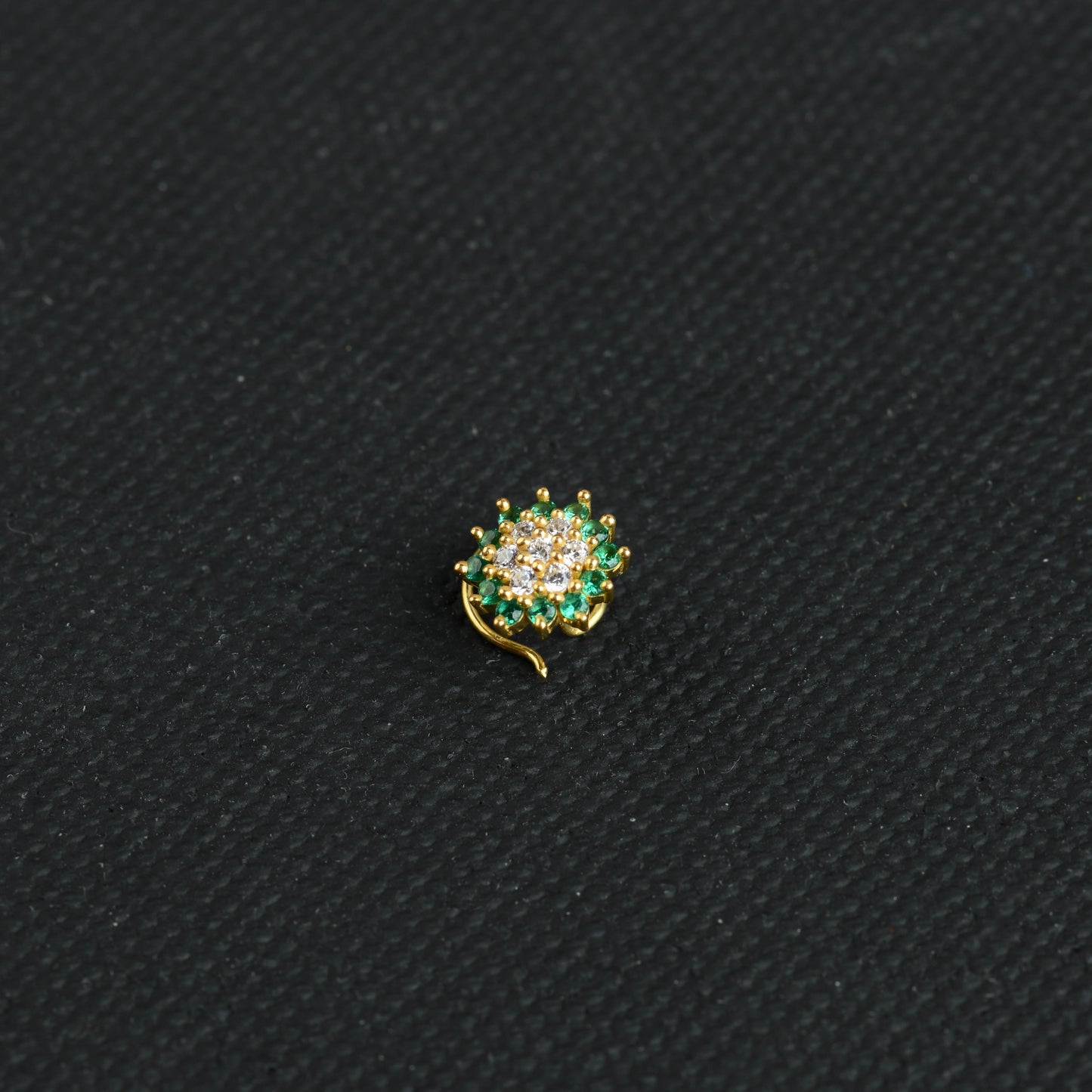 Mint CZ Gold Plated Silver Nose Pin