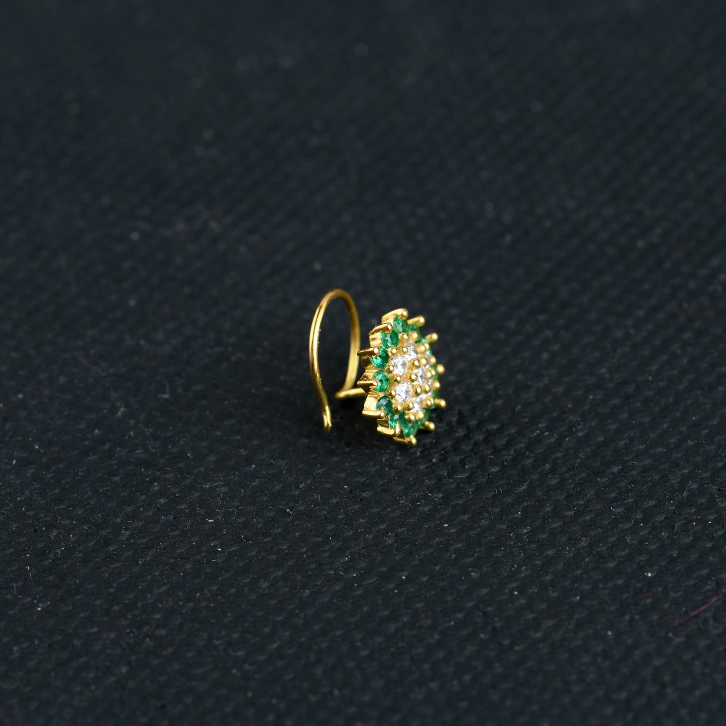 Mint CZ Gold Plated Silver Nose Pin