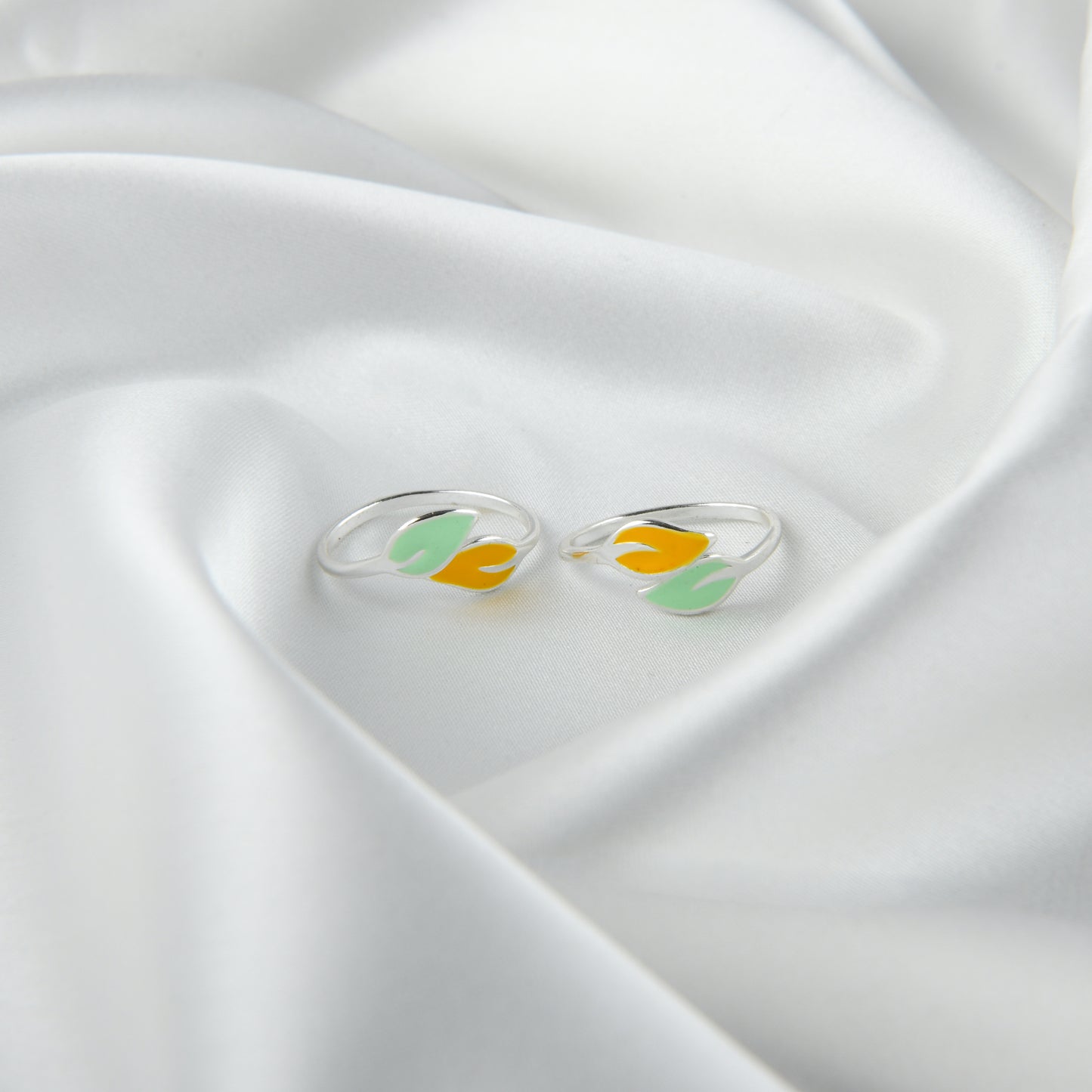 Yellow Leaf Silver Toe Rings