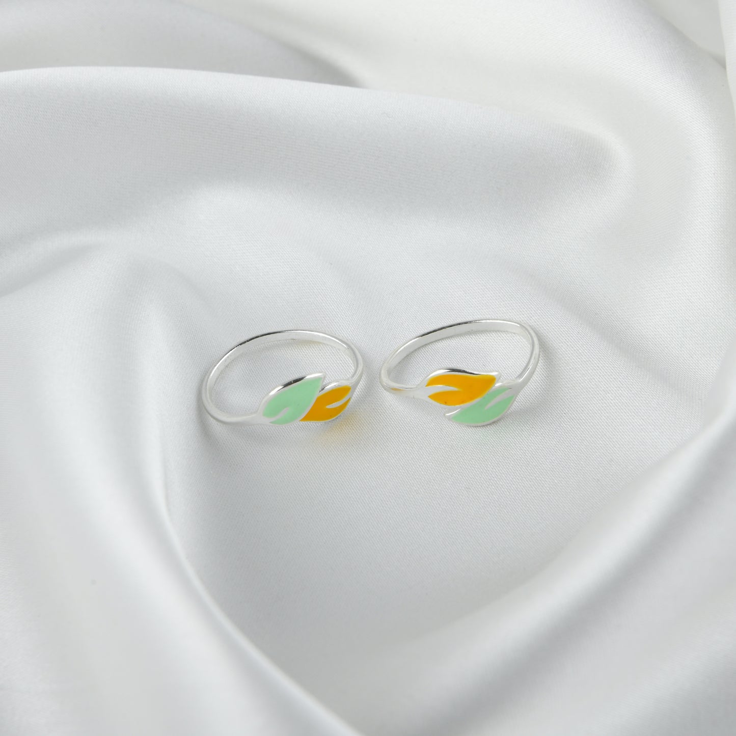 Yellow Leaf Silver Toe Rings