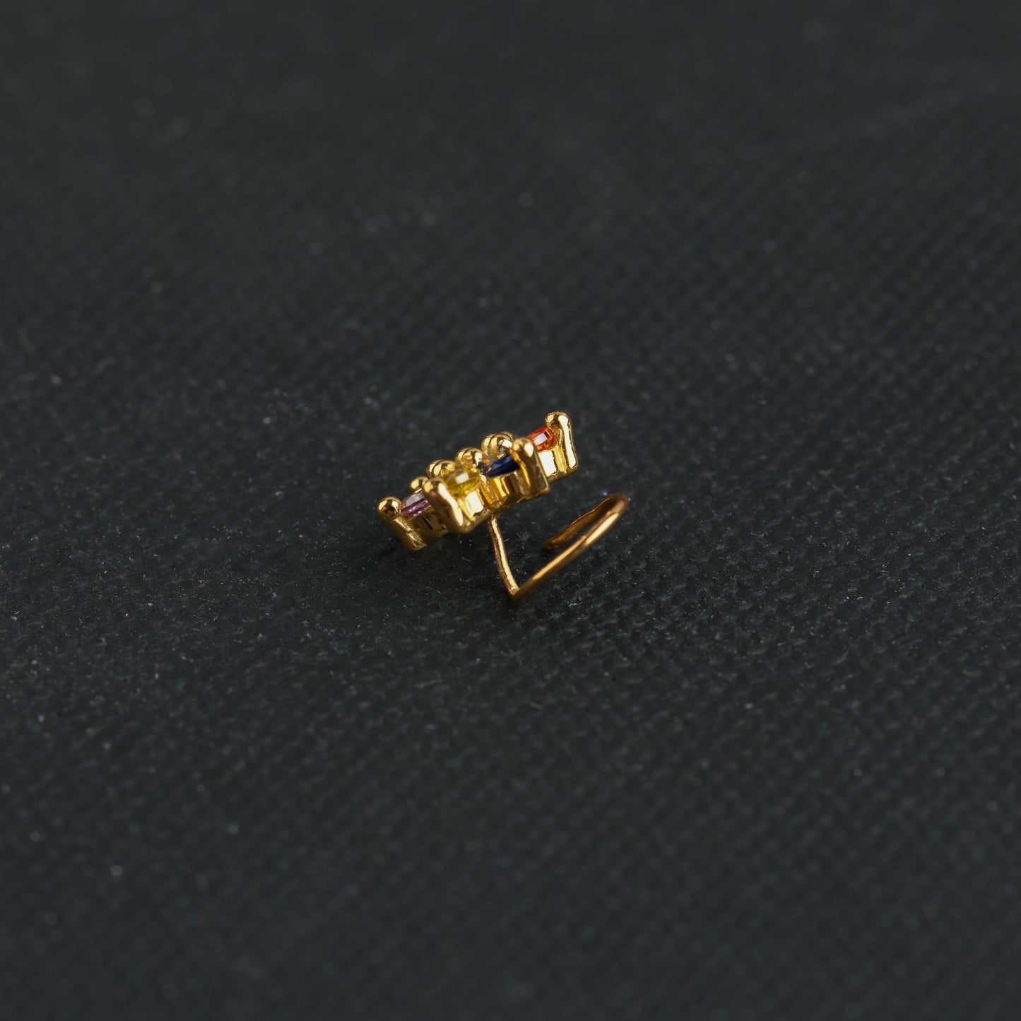 Rainbow CZ  Gold Plated Silver Nose Pin