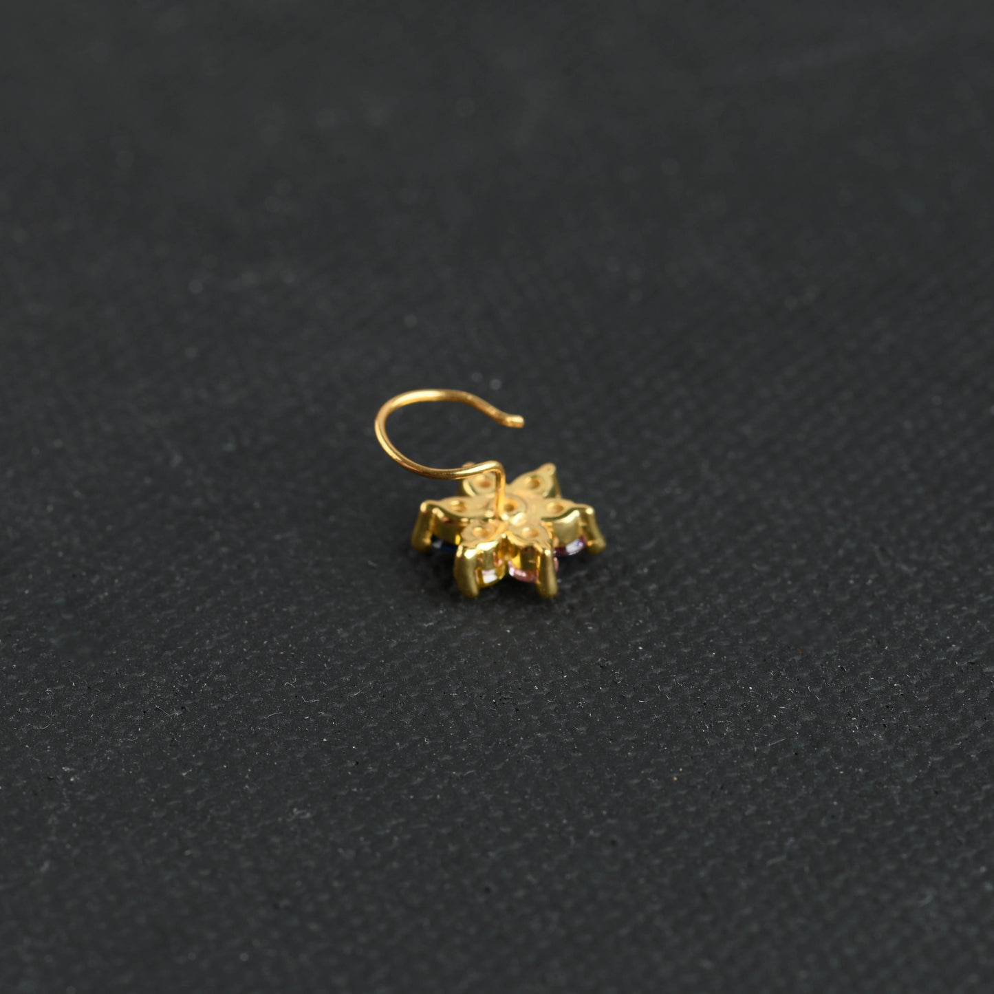 Rainbow CZ  Gold Plated Silver Nose Pin