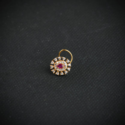 Rose Radiance CZ Gold Plated Silver Nose Pin