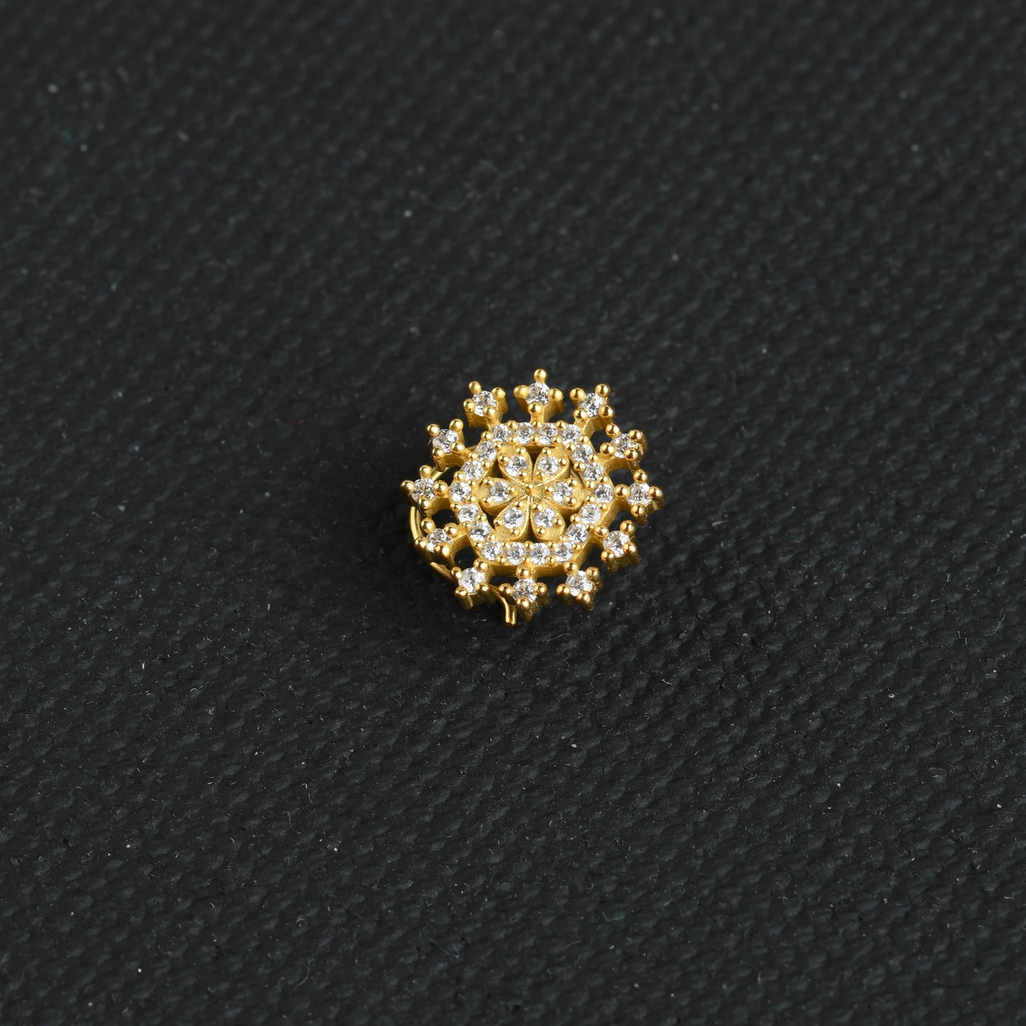 Dazzling Star CZ Gold Plated Silver Nose Pin
