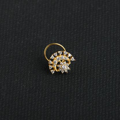 Moon Magic Cz Gold Plated Silver Nose Pin