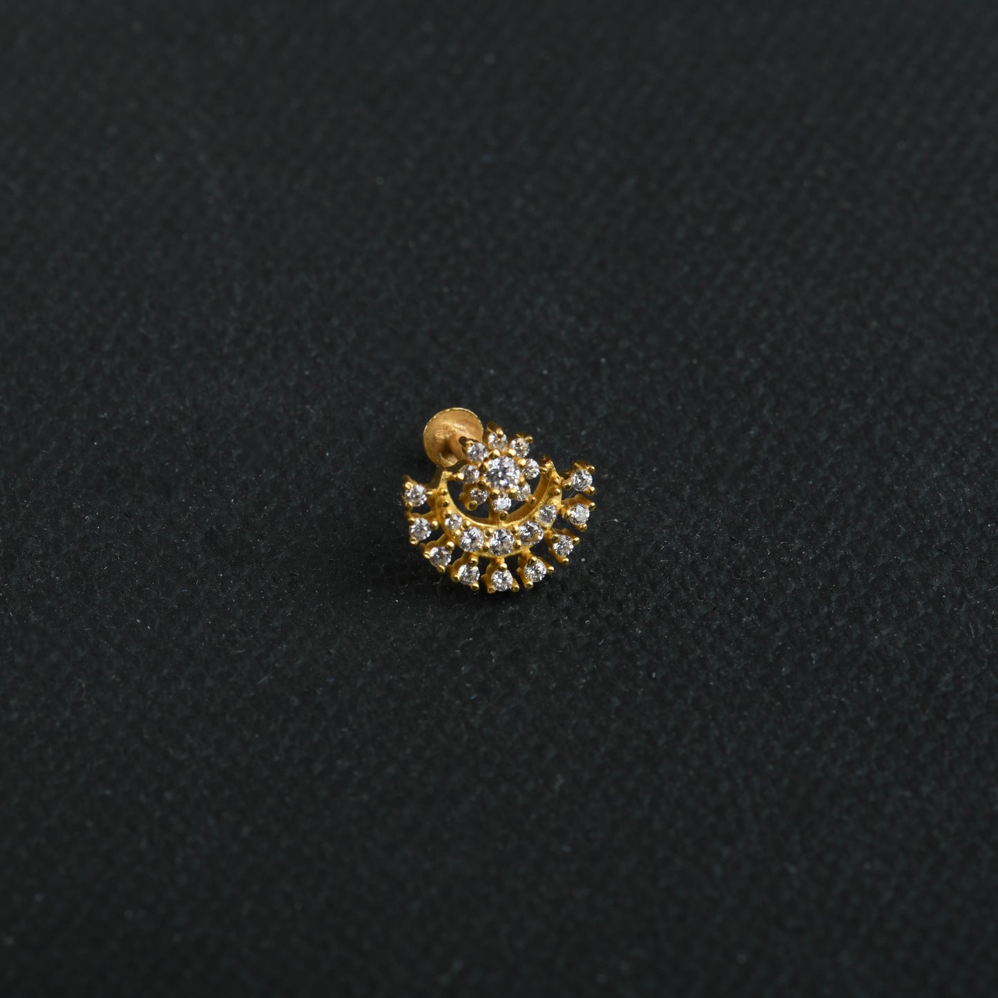 Moon Magic Cz Gold Plated Silver Nose Pin