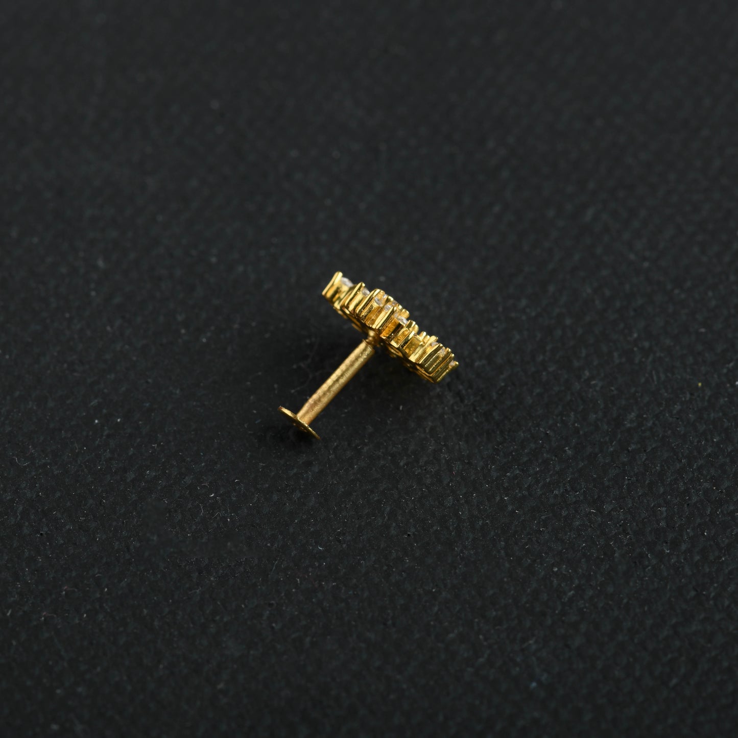 Moon Magic Cz Gold Plated Silver Nose Pin