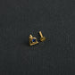 Inverted Triangle Blue Stone Gold Plated Silver Nose Pin