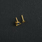 Inverted Triangle Blue Stone Gold Plated Silver Nose Pin