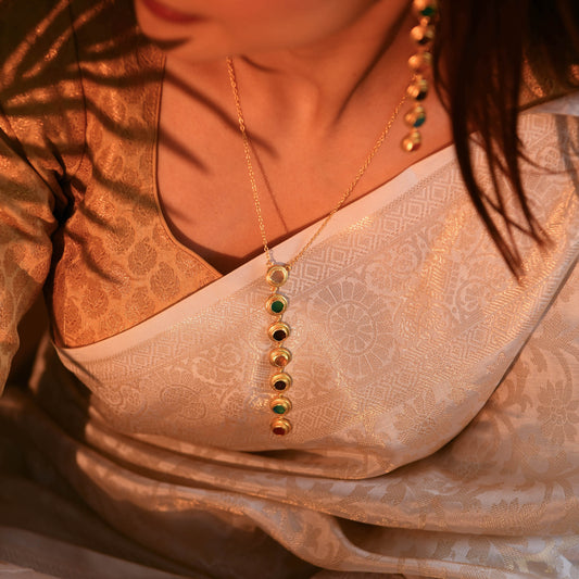 Raw Radiance Natural Uncut Stones Long Pendant Necklace