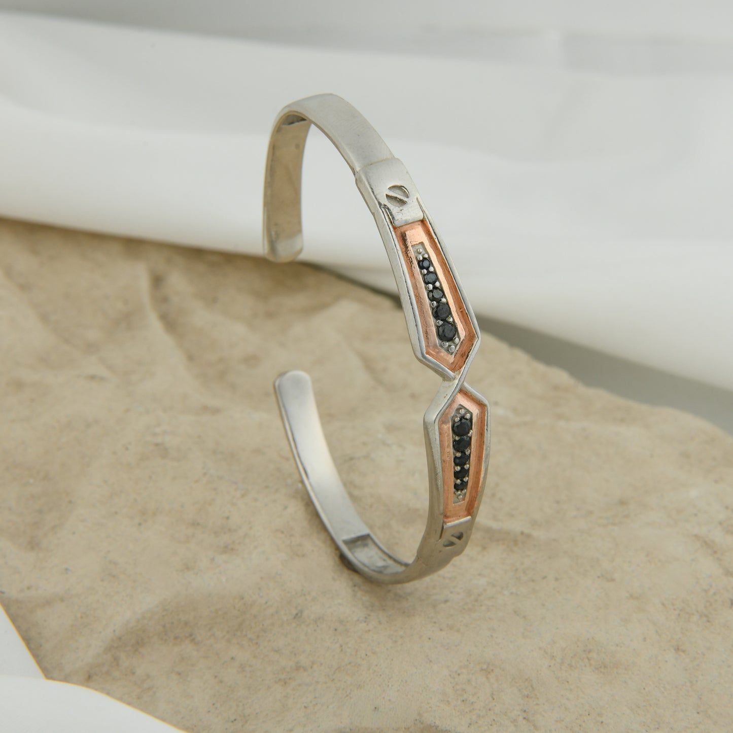 Dual Tone Silver Open Kada