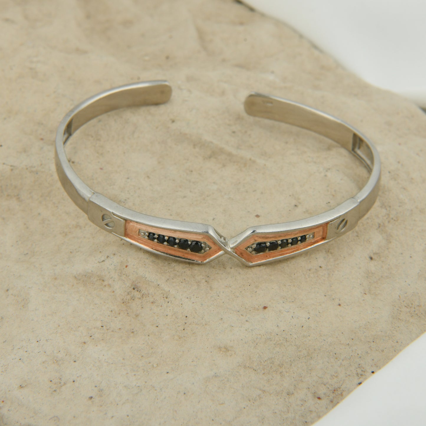 Dual Tone Silver Open Kada