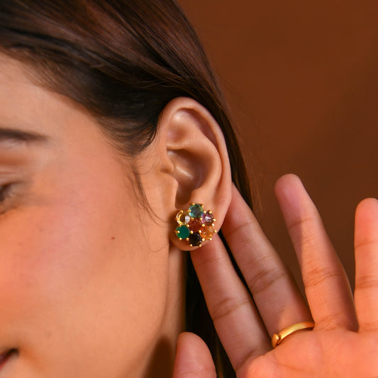 Raw Radiance Natural Uncut Semiprecious Stones Studs
