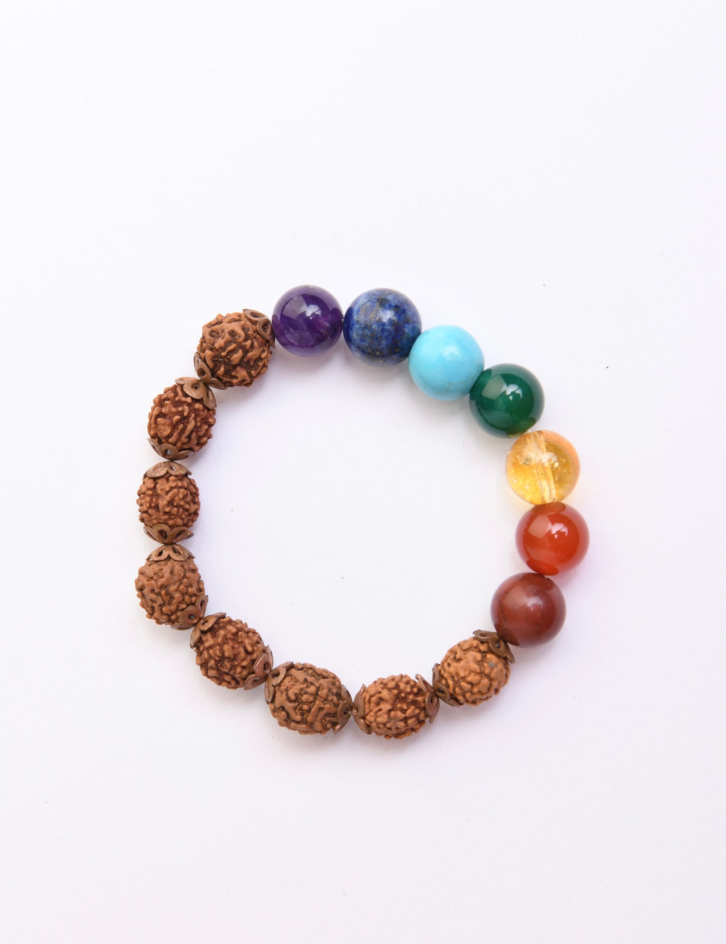 Rudraksha And Chakra Stones Bracelet