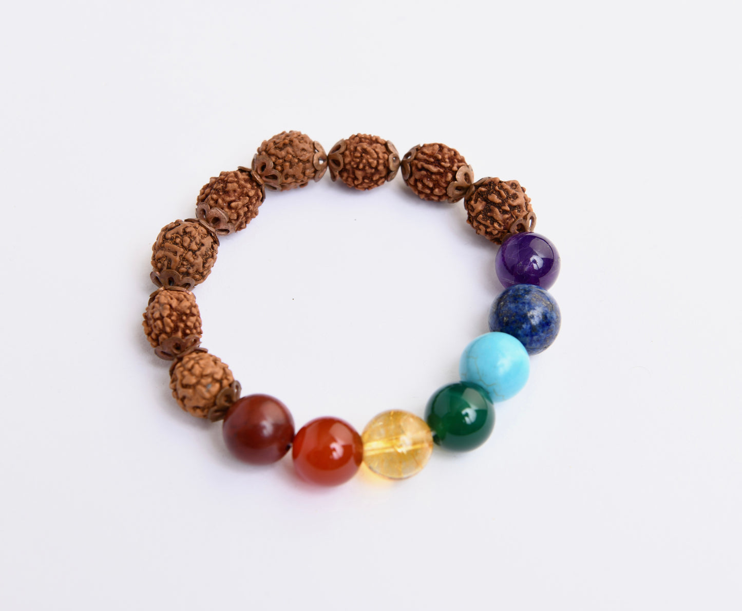 Rudraksha And Chakra Stones Bracelet