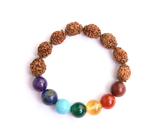 Rudraksha And Chakra Stones Bracelet