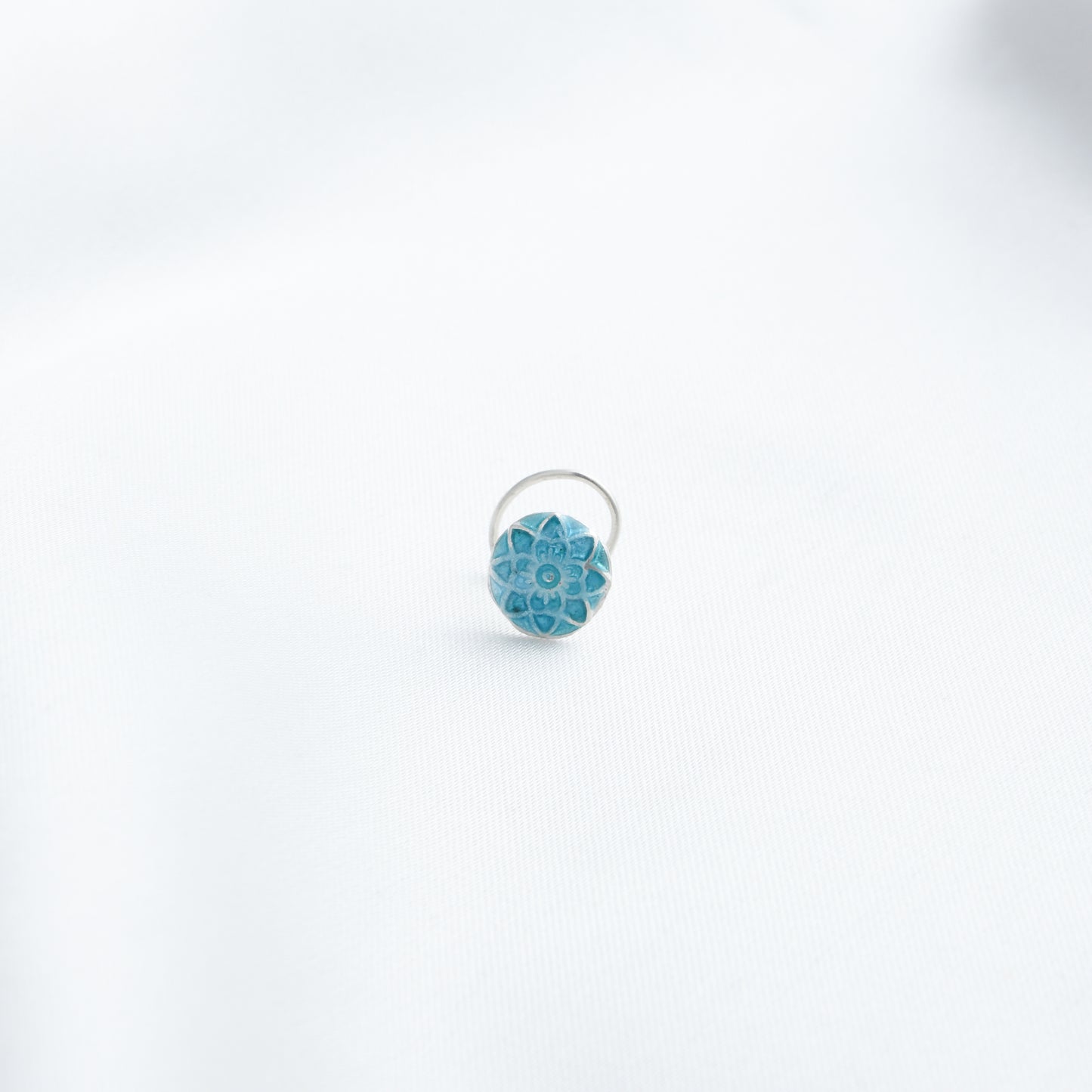 Firozi Meena Silver Nose Pin