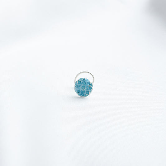 Firozi Meena Silver Nose Pin