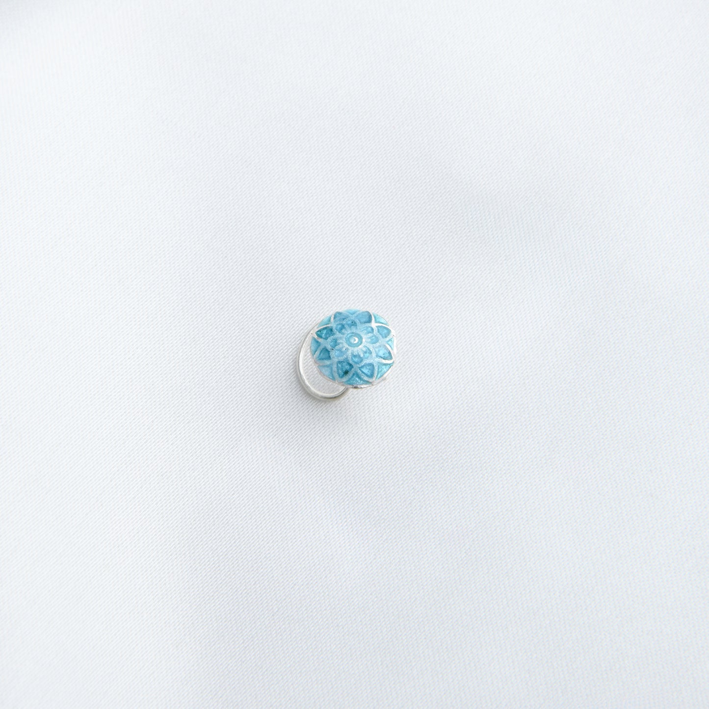 Firozi Meena Silver Nose Pin