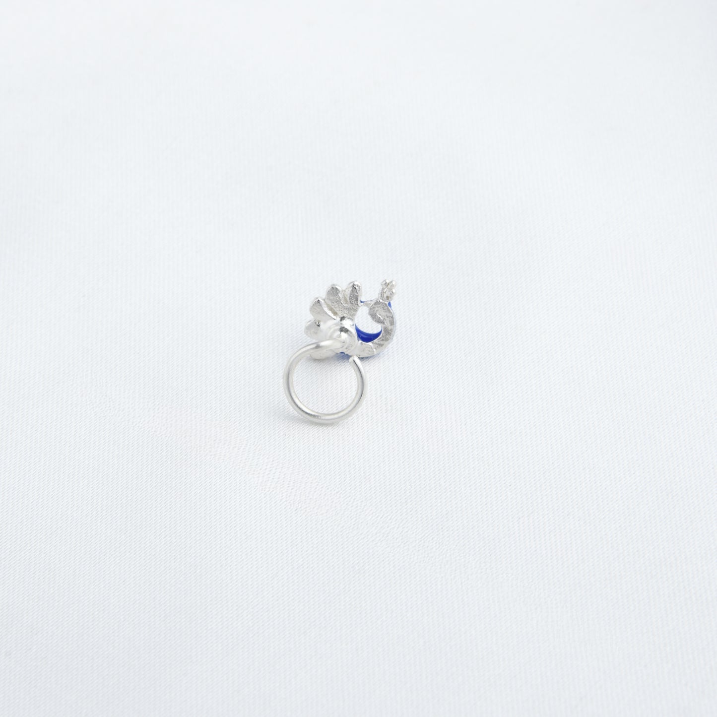 Blue Peacock Silver Nose Pin