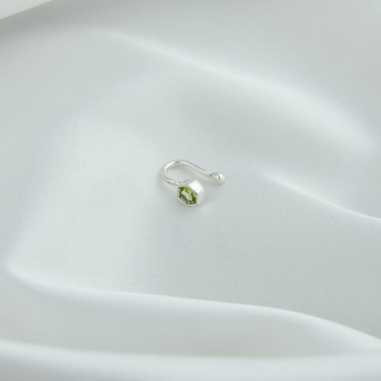 Natural Peridot Silver Nose Pin