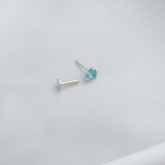 Natural Apatite Silver Nose Pin