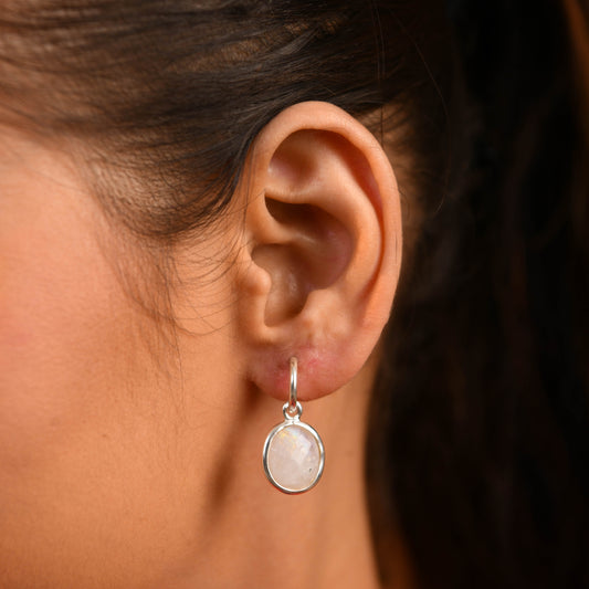 Moonstone C Bend Earrings