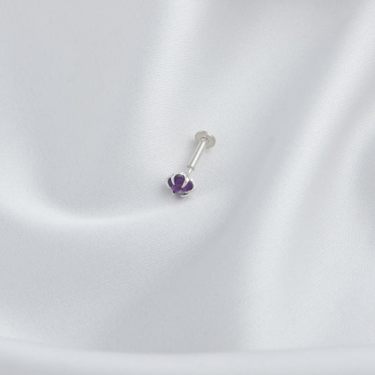 Natural Amethyst Silver Nose pin