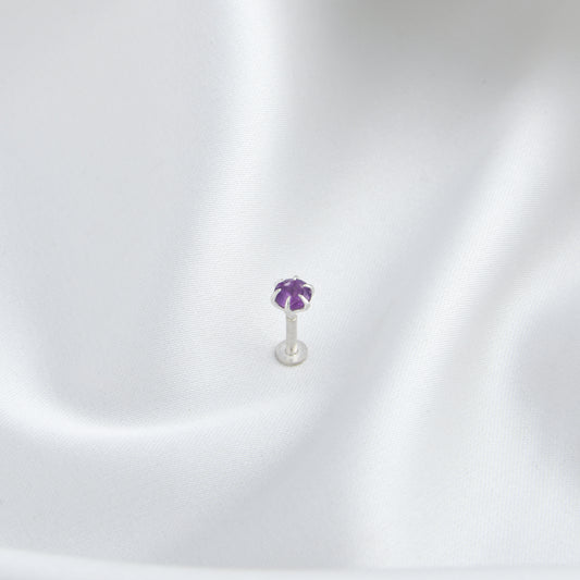 Natural Amethyst Silver Nose pin