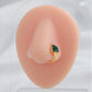 Malachite Triangle Gold Plated Silver Clip On Nose Pin