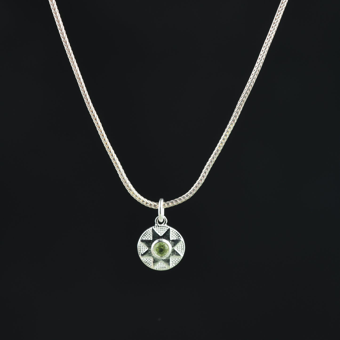 Peridot Silver Charm Necklace