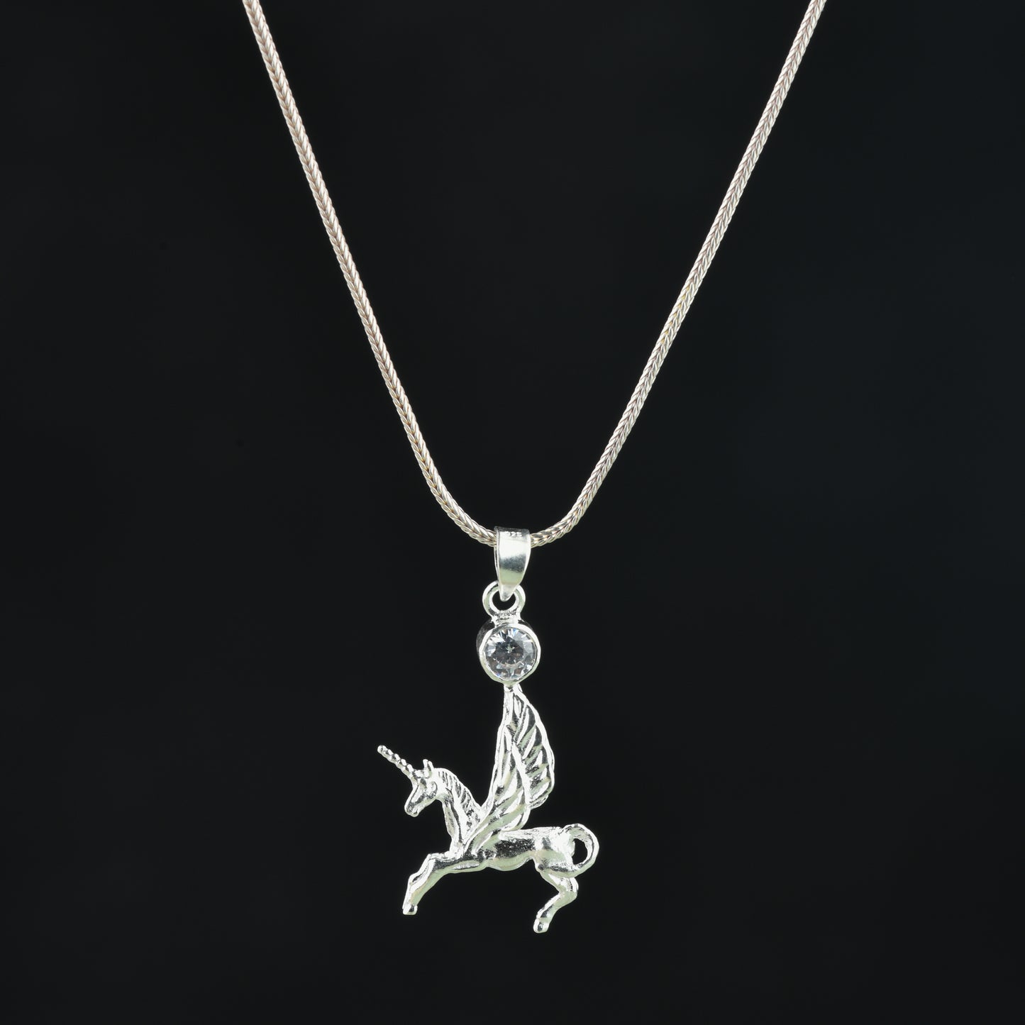 Flying Unicorn Silver Pendant