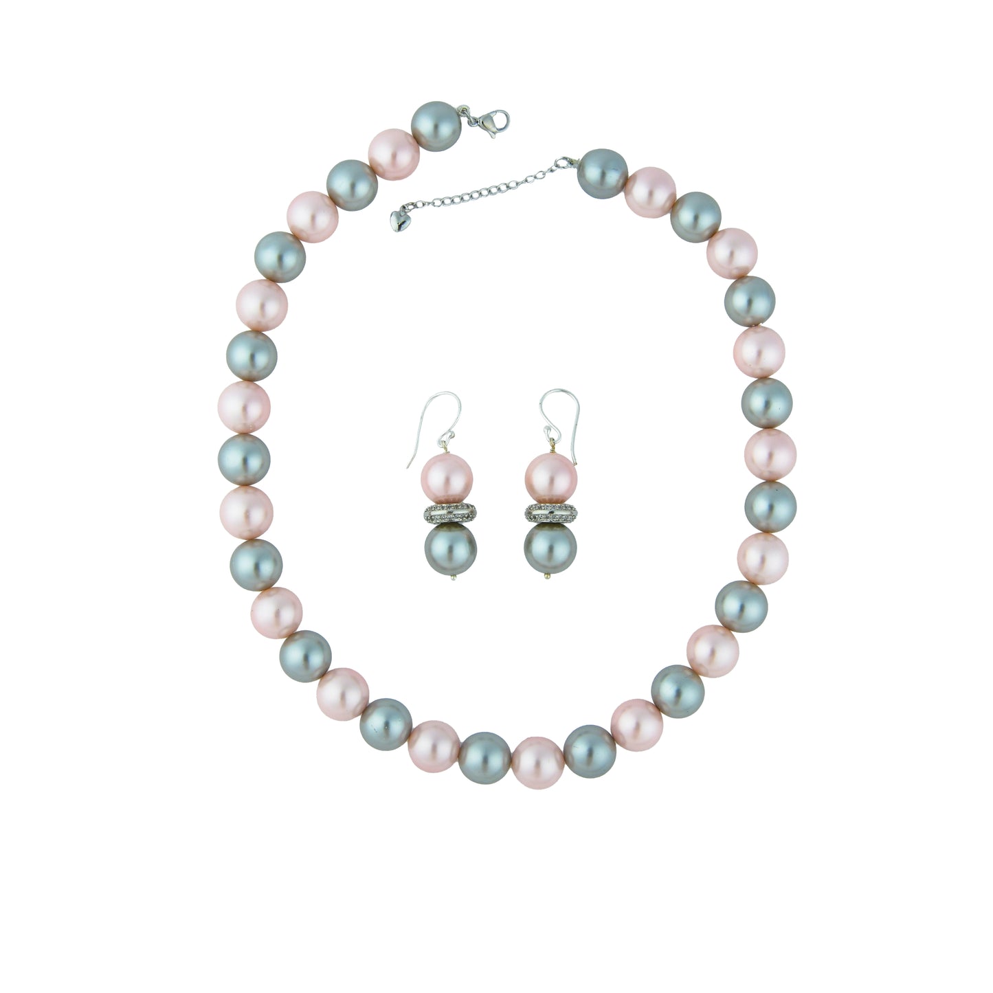 Rosy Smoke Pearls Necklace Set