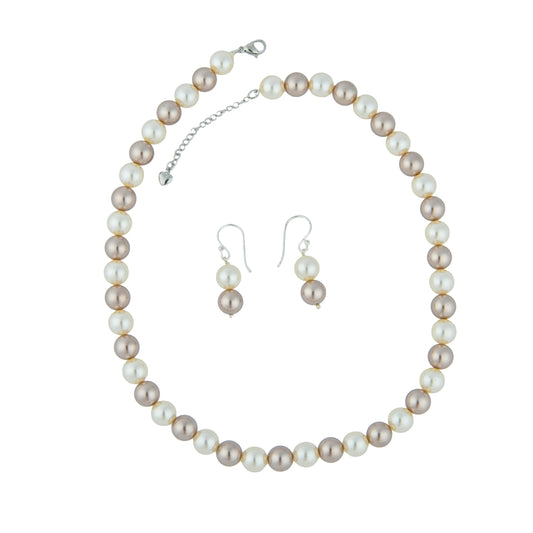Cocoa And Cream Pearls Necklace Set