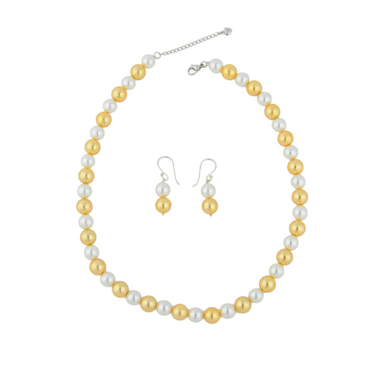 Golden Glow Pearl Necklace Set