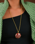 Masai Mara Giraffe Print Enamel Gold Necklace