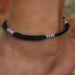 Knotted Charms Silver Black Thread Anklet