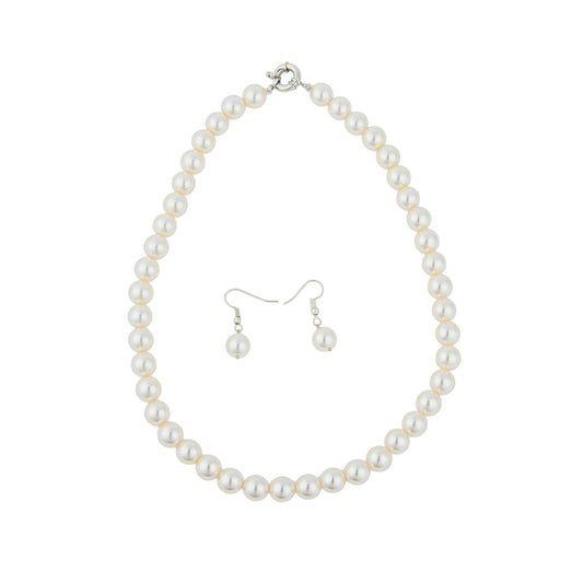 Linen Coloured Pearls Necklace Set