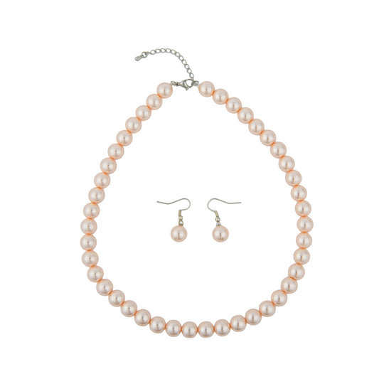 Peaches And Pink Pearl Necklace Set
