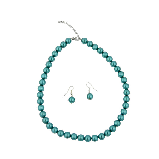 British Green Pearls Necklace Set