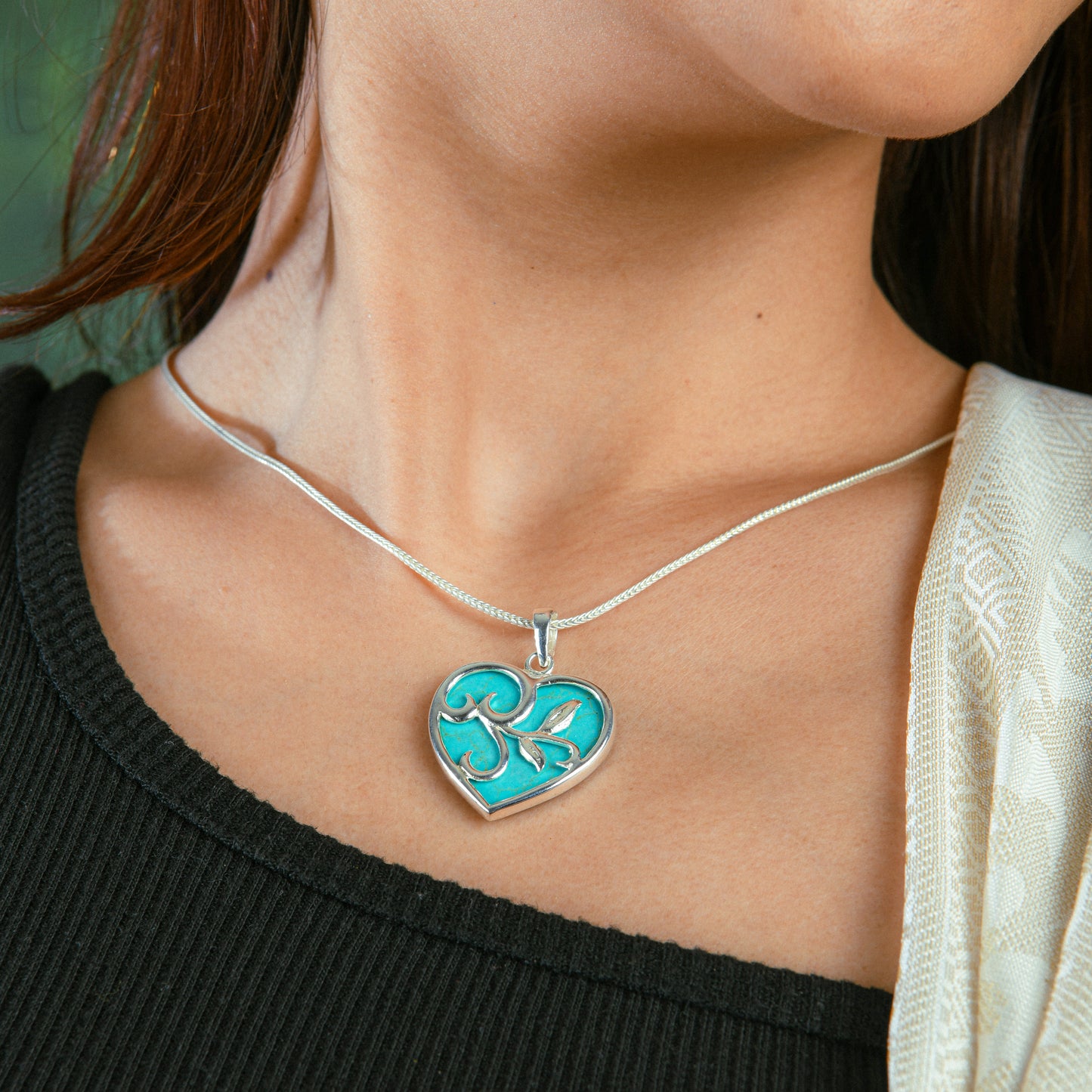 Turquoise Heart Sensation Silver Pendant Set