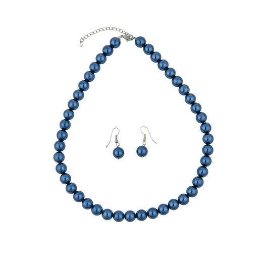 Indigo Blue Pearls Necklace Set