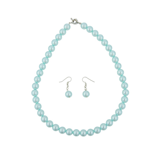 Powder Blue Pearls Necklace Set