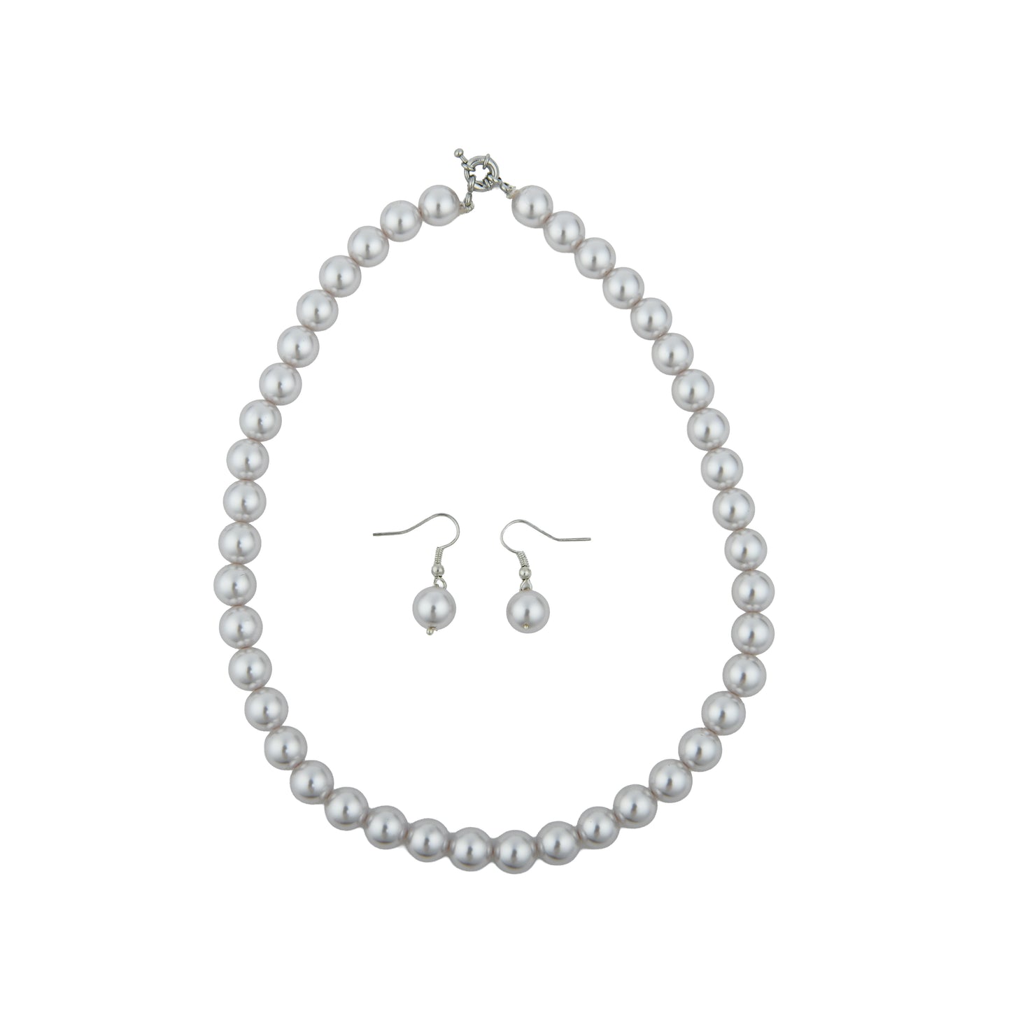 Silver Grey Pearls Necklace Set