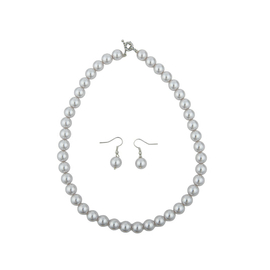 Silver Grey Pearls Necklace Set