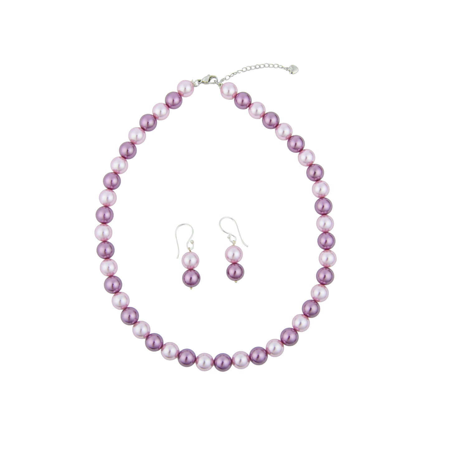 Pink And Wine Pearl Necklace Set