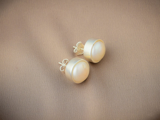 Classic Silver Pearl Studs(12 mm)