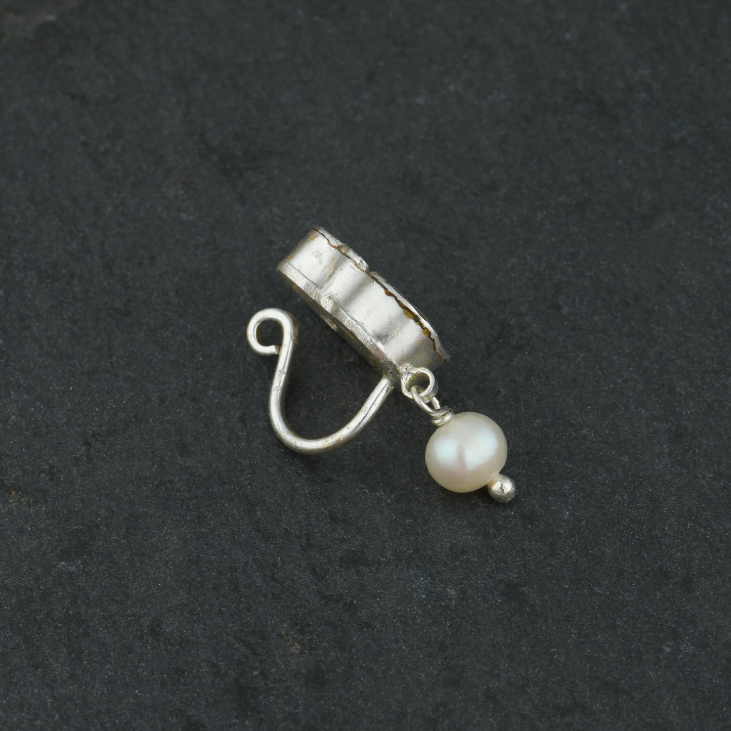 Kundan Mayur Silver Nose Pin