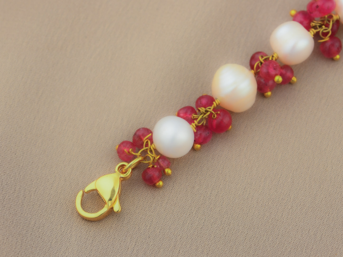 Pearl Strawberry Quartz Bracelet