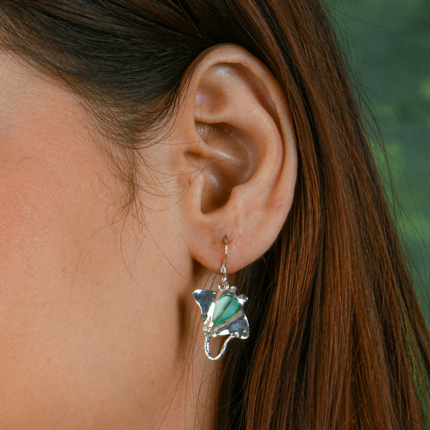 Tail Fish Silver MOP Earrings